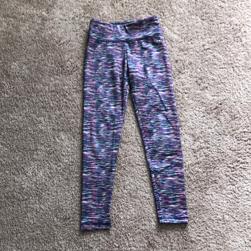 Girls Dark and Neon Striped Dry-Fit Leggings